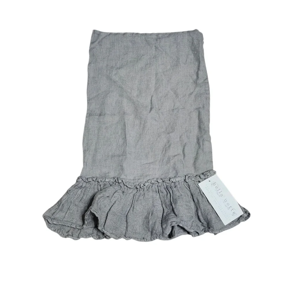 Bella Notte Gray‎ Linen Boudoir Throw Pillow Lined Whisper Ruffle Display NEW